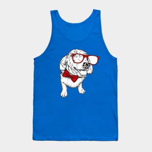 Portrait of a dog or puppy with glasses and tie Tank Top